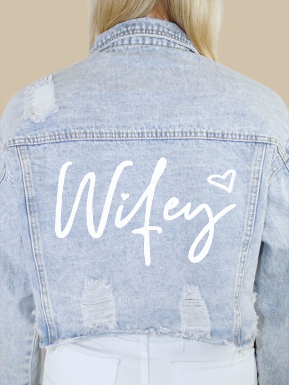 Bridal Wifey Distressed Denim Jacket